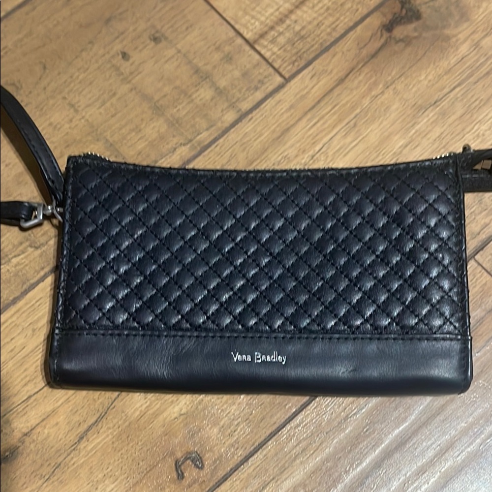 Vera Bradley Black Quilted Shoulder Bag leather. New condition.